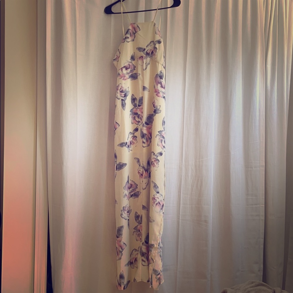 Maxi cream with flowers dress